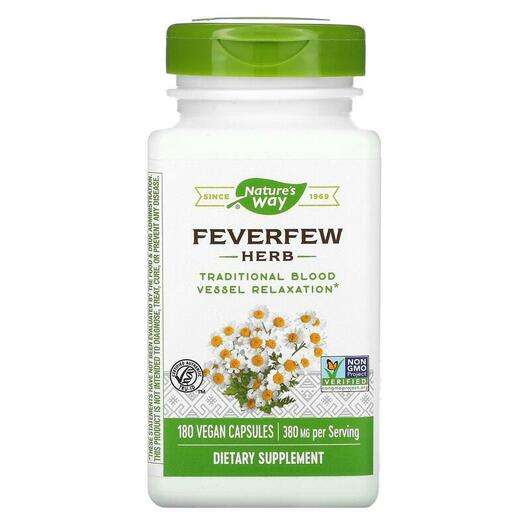 Основне фото товара Nature's Way, Feverfew Herb 380 mg, Піретрум 380 мг, 180 капсул