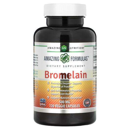 Основне фото товара Amazing Nutrition, Bromelain 500 mg, Бромелайн, 120 капсул