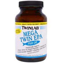Twinlab, ЭПК, Mega Twin EPA Fish Oil 1200 mg, 60 капсул