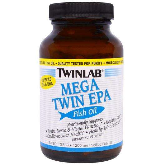 Mega Twin EPA Fish Oil 1200 mg, ЕПК, 60 капсул