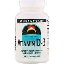 Source Naturals, Vitamin D-3 2000 IU 200, Вітамін D-3 2000 МО,...
