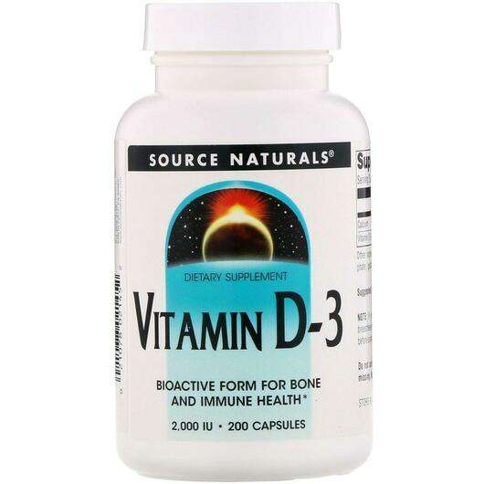 Основне фото товара Source Naturals, Vitamin D-3 2000 IU 200, Вітамін D-3 2000 МО,...