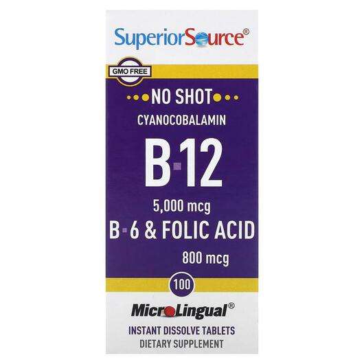 Основне фото товара Superior Source, B-12 B-6 & Folic Acid, Фолієва кислота, 1...