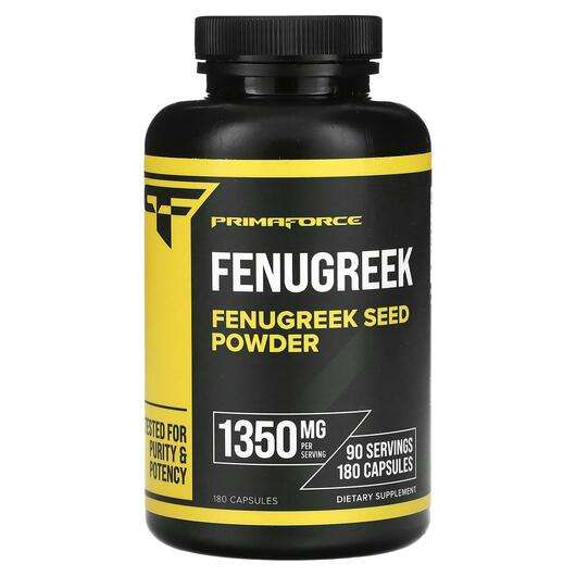Основное фото товара Primaforce, Пажитник, Fenugreek Seed Powder 1350 mg, 180 капсул