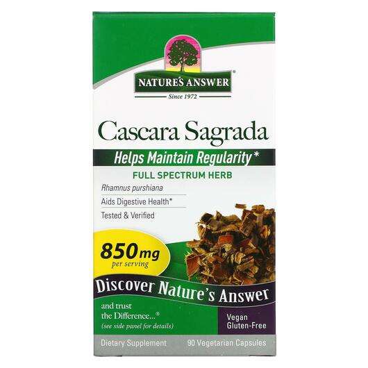 Основне фото товара Nature's Answer, Cascara Sagrada 425 mg, Каскара, 90 капсул