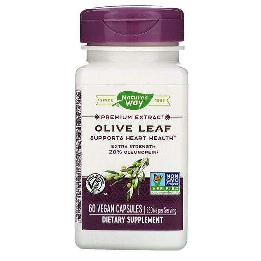Основне фото товара Nature's Way, Olive Leaf Standardized, Оливкове листя, 60 капсул
