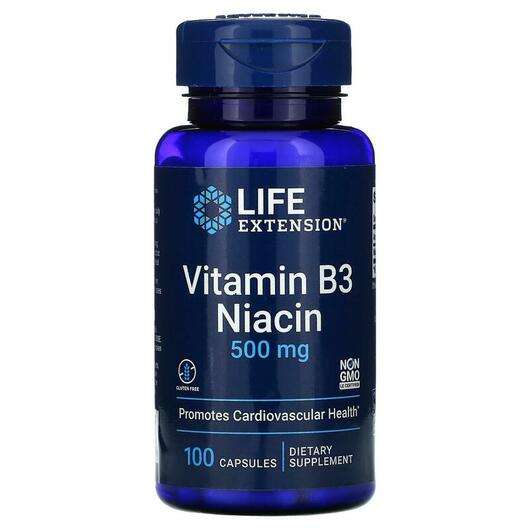 Vitamin B3 Niacin 500 mg, Вітамін B3 Ніацин 500 мг, 100 капсул