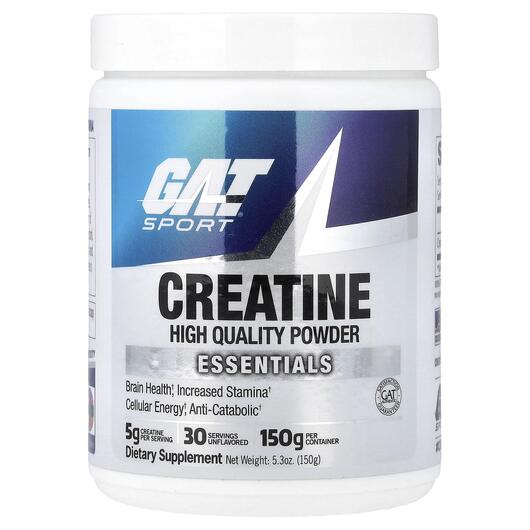 Основне фото товара Sport Essentials Creatine Powder Unflavored Основне фото товара GAT, Sport Essentials Creatine Powder Unflavored, Креатин, 150 г