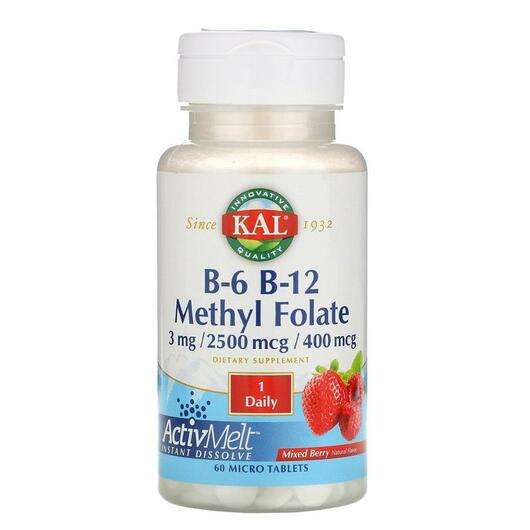 Основне фото товара KAL, B-6 B-12 Methyl Folate, B-6 B-12 Метилфолат 3 мг, 60 табл...