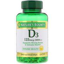 Nature's Bounty, Витамин D3 125 мкг 5000 МЕ, D3 125 mcg 5000 I...