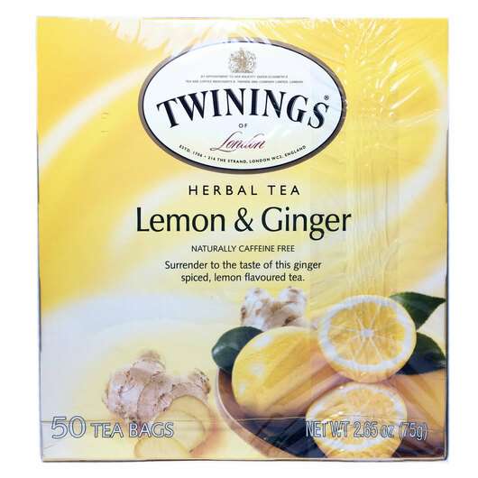 Herbal Tea Lemon & Ginger Caffeine Free 50 Tea Bags, 75 g