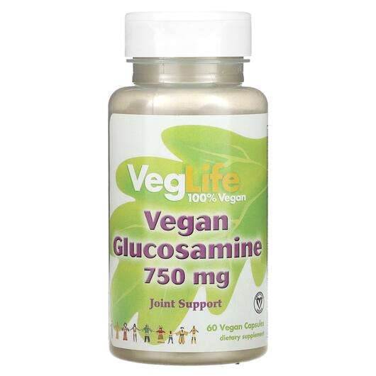 Основне фото товара VegLife, Vegan Glucosamine 750 mg, Глюкозамін Хондроітин, 60 к...