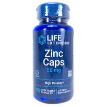 Life Extension, Цинк 50 мг, Zinc Caps High Potency 50 mg, 90 к...
