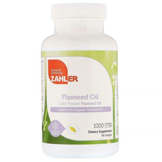 Основне фото товара Zahler, Organic Flax Seed Oil 1000 mg, Лляна олія, 90 капсул