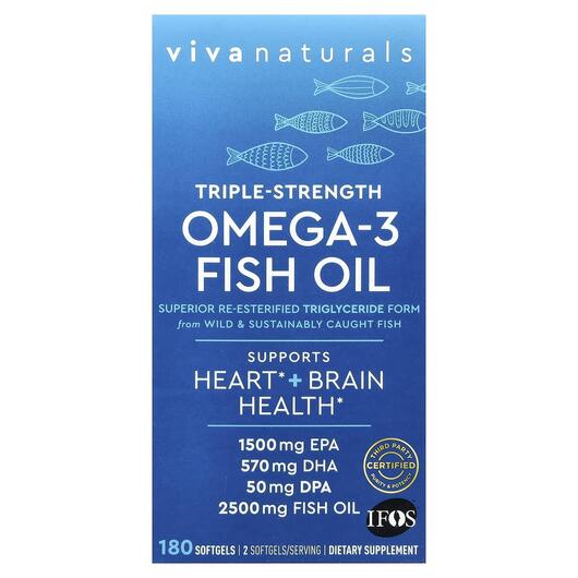 Основне фото товара Omega-3 Fish Oil Triple-Strength, Омега 3, 180 капсул