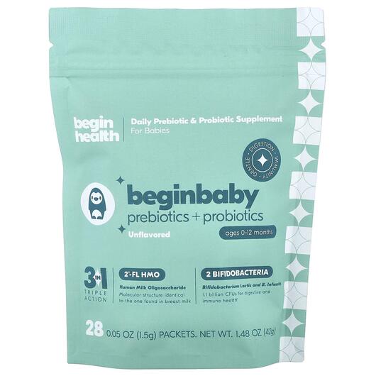 Основное фото товара Beginbaby Prebiotics + Probiotic Ages 0-12 Months, Пребиотики, 28