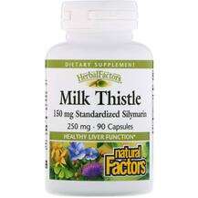 Natural Factors, Расторопша, Milk Thistle 250 mg, 90 капсул
