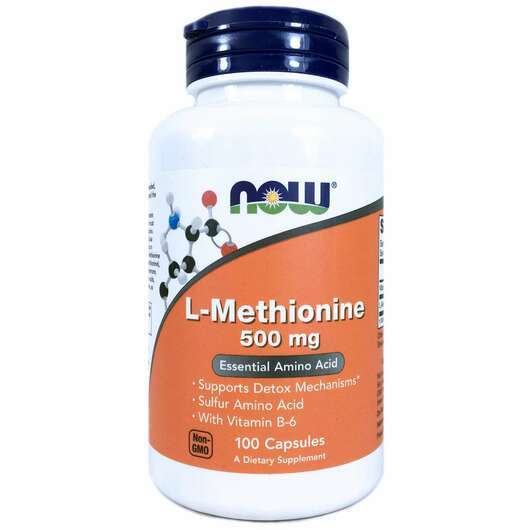 Основне фото товара Now, L-Methionine 500 mg, L-Метионін 500 мг, 100 капсул