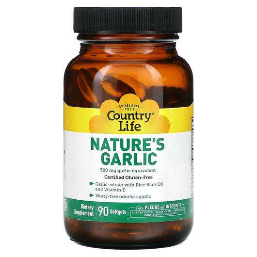 Основне фото товара Country Life, Nature's Garlic 500 mg, Екстракт Часнику, 90 капсул