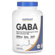 Nutricost, ГАМК, GABA With Vitamin B6 500 mg, 240 капсул