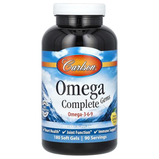 Основное фото товара Carlson, Омега 3 6 9, Omega 3-6-9 With Borage Oil, 180 капсул