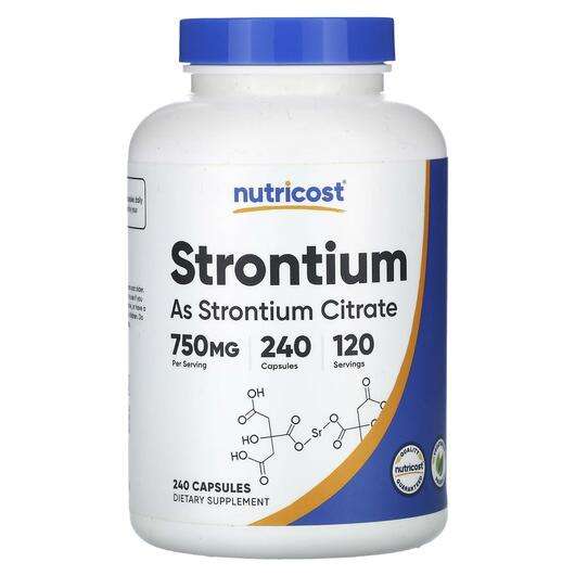 Основное фото товара Nutricost, Стронций, Strontium 750 mg, 240 капсул