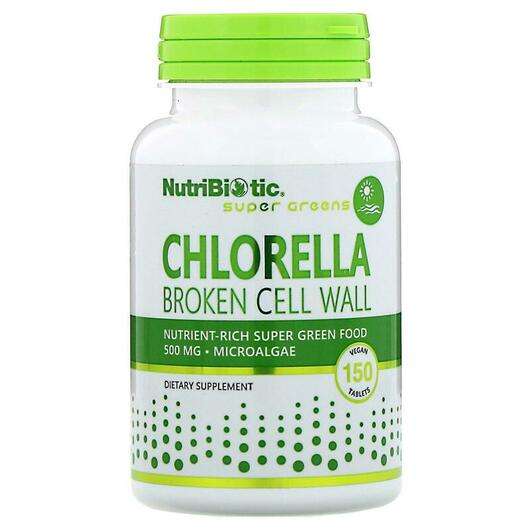 Основне фото товара NutriBiotic, Chlorella Microalgae 500 mg, Хлорела, 150 таблеток