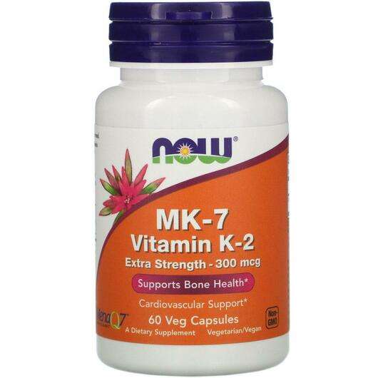 Основное фото товара Now, Витамин K2 MK-7 300 мкг, MK-7 Vitamin K-2 Extra Strength ...