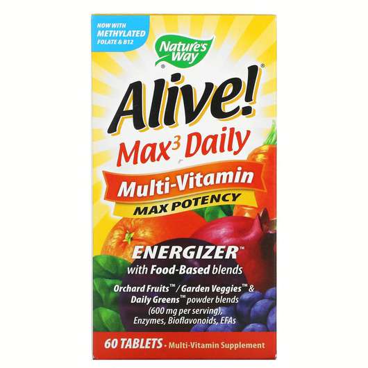 Основное фото товара Nature's Way, Мультивитамины, Alive! Max3 Daily Multi, 60 табл...