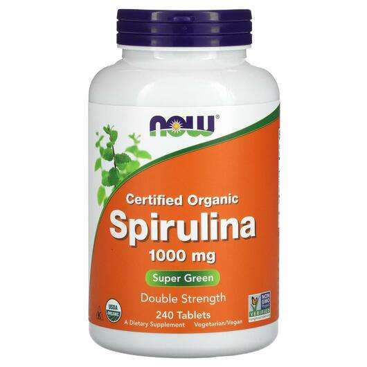 Основне фото товара Now, Certified Organic Spirulina 333 mg, Спіруліна, 240 таблеток