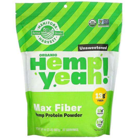 Hemp Yeah! Max Fiber Hemp Protein Powder Unsweetened, Конопляний протеїн, 907 г