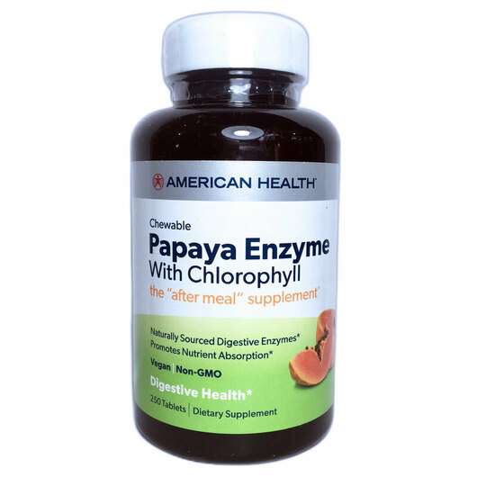 Papaya Enzyme with Chlorophyll, Ферменти Папайї з Хлорофілом, 250 капсул