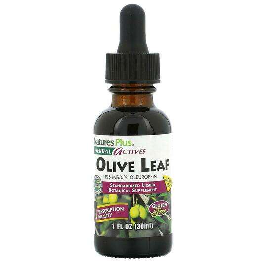 Основне фото товара Natures Plus, Herbal Actives Olive Leaf Alcohol Free, Оливкове...