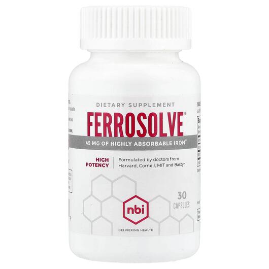 Основное фото товара NBI Health, Железо, Ferrosolve High Potency, 30 капсул