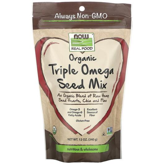 Основне фото товара Real Food Organic Triple Omega Seed Mix, Омега 3, 340 г