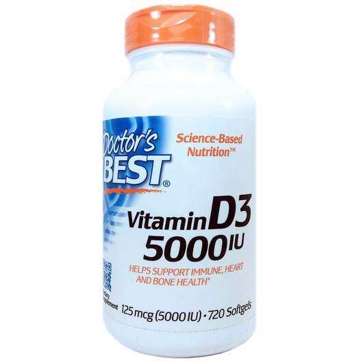 Основне фото товара Doctor's Best, Vitamin D3 125 mcg, Вітамін D3 125 мкг 5000 МО,...