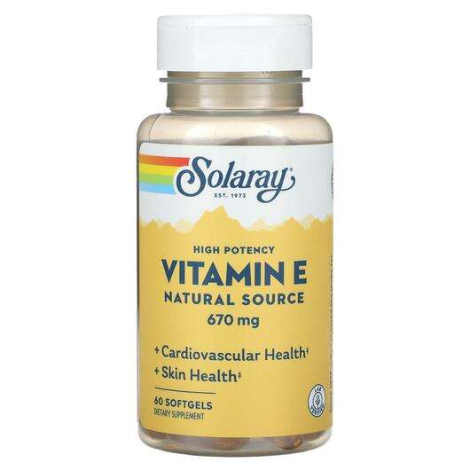 Основное фото товара Solaray, Витамин E Токоферолы, Vitamin E Natural Source High P...