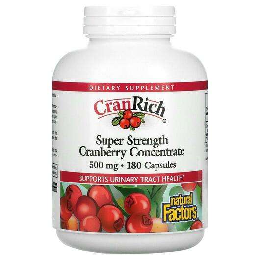 Основне фото товара Natural Factors, CranRich Cranberry, Журавлина 500 мг, 180 капсул