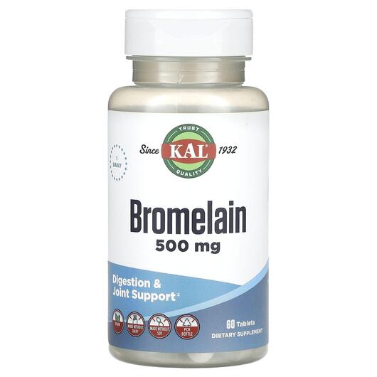Основное фото товара KAL, Бромелайн, Bromelain 500 mg, 60 таблеток