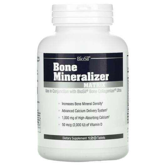 Основне фото товара BioSil, Bone Mineralizer Matrix, Зміцнення кісток, 120 капсул