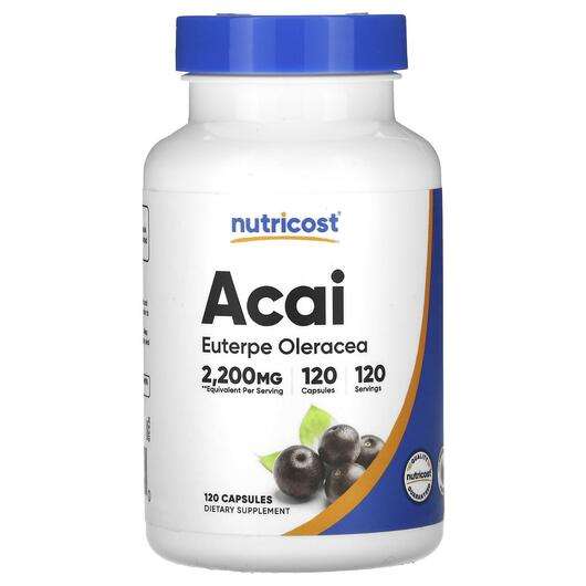 Основне фото товара Nutricost, Acai 2200 mg, Ягоди Асаї, 120 капсул