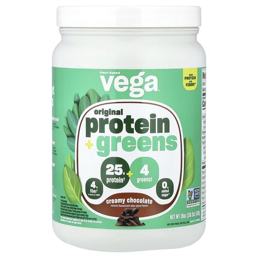 Основне фото товара Plant-Based Original Protein + Greens Creamy Chocolate, Протеїн, 
