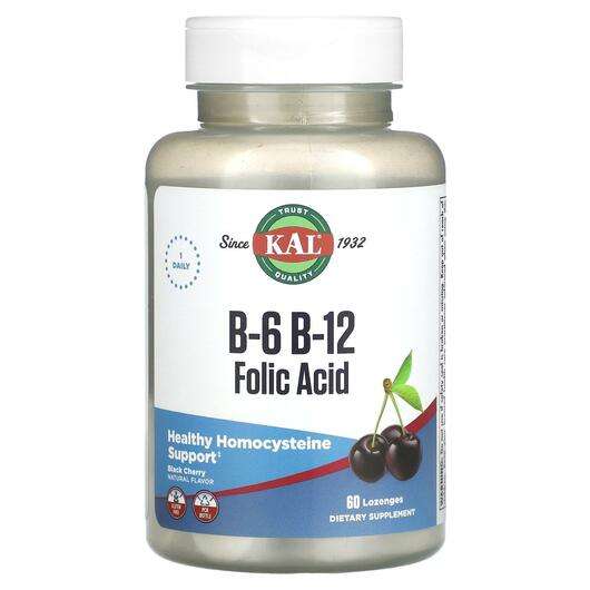 Основне фото товара KAL, B-6 B-12 Folic Acid Black Cherry, Фолієва кислота, 60 таб...
