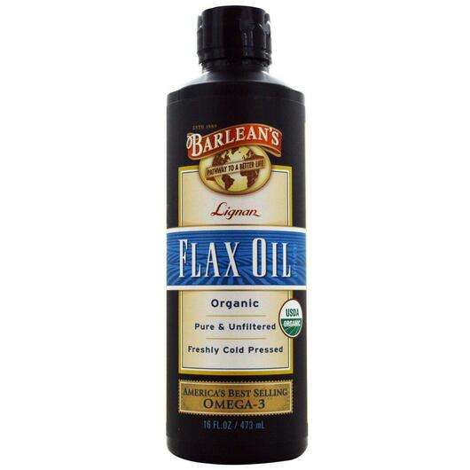 Organic Lignan Flax Oil, Barlean's Органічне лляне масло, 473 мл
