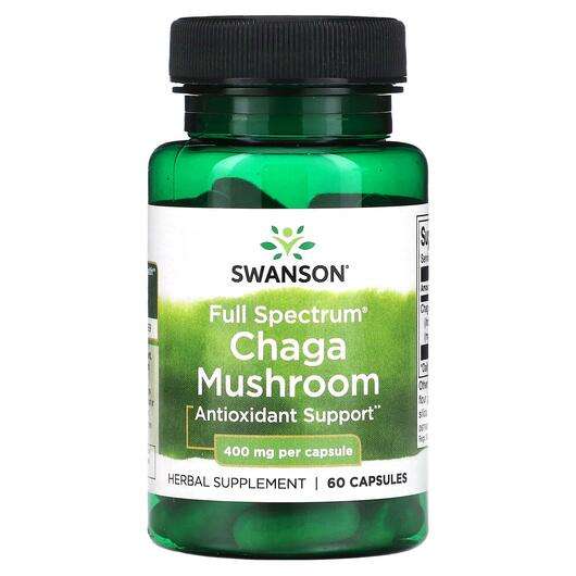 Основное фото товара Swanson, Грибы Чага, Full Spectrum Chaga Mushroom 400 mg, 60 к...