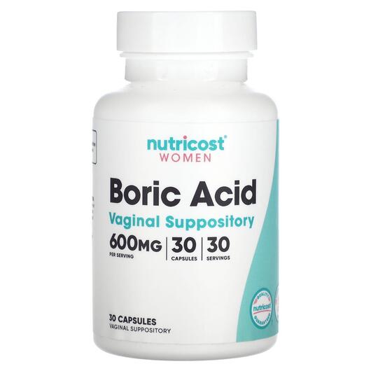 Основне фото товара Women Boric Acid Vaginal Suppository 600, Борна кислота, 30 капсу