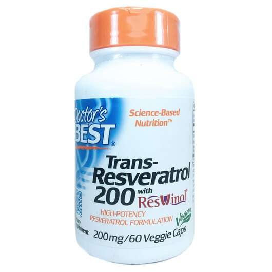 Основное фото товара Doctor's Best, Транс-Ресвератрол 200 мг, Trans-Resveratrol 200...