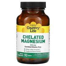 Country Life, Chelated Magnesium 250 mg, Хелатний Магній, 90 т...