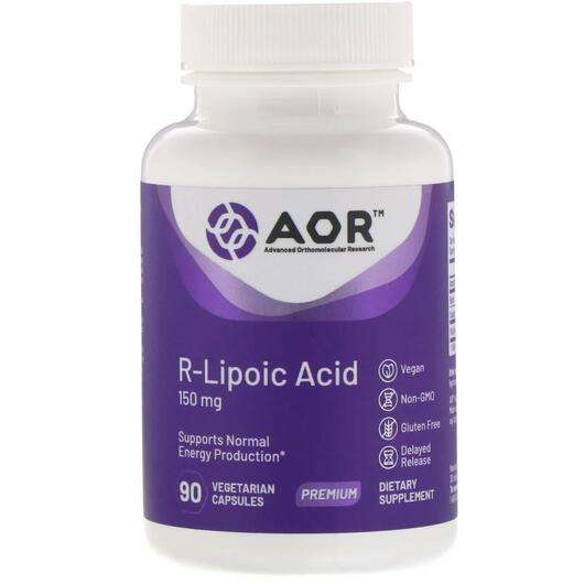 Основное фото товара AOR, R-Липоевая кислота, R-Lipoic Acid 150 mg, 90 капсул
