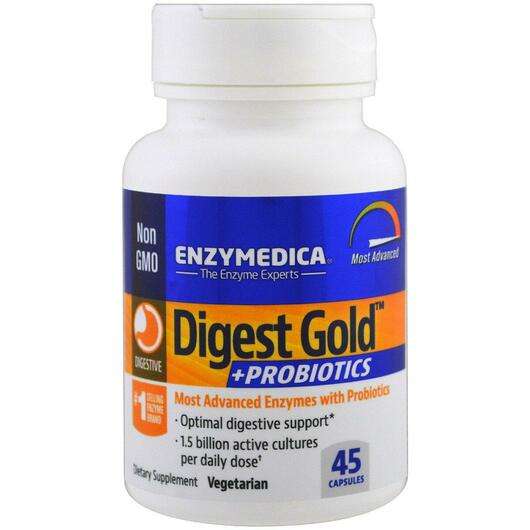 Digest Gold + Probiotics, Ферменти з Пробіотиками, 45 капсул